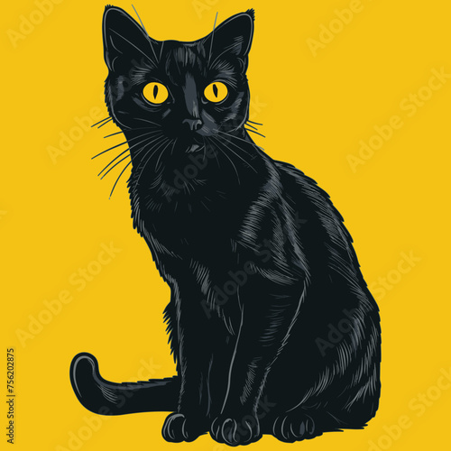 Black Cat Cartoon flat 