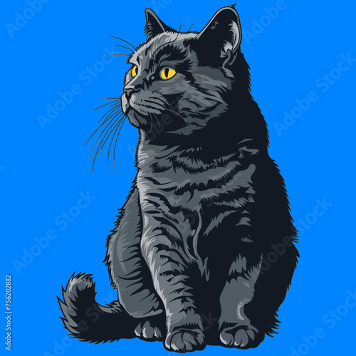 Black Cat Cartoon flat 