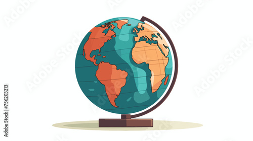 Flat color retro cartoon of a globe of the world fla