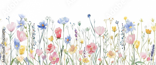 Nature’s Artistry: Elegant Botanical Watercolors and Dainty Wildflowers - A Summer Bloom Collection with Artistic Illustrations of a Pastel Garden, Isolated on a Transparent Background, PNG Cut Out. © Pippin