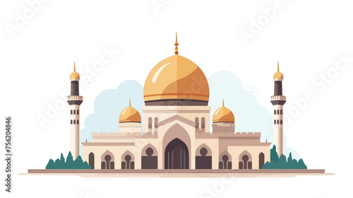 Flat vector illustration of an Islamic mosque buildi
