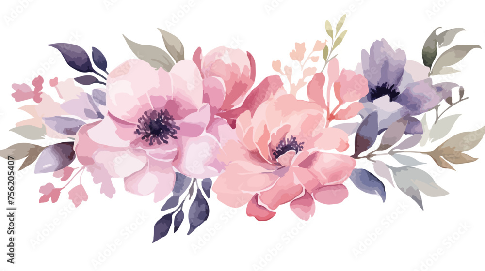 Flowers watercolor illustration. Manual composition.