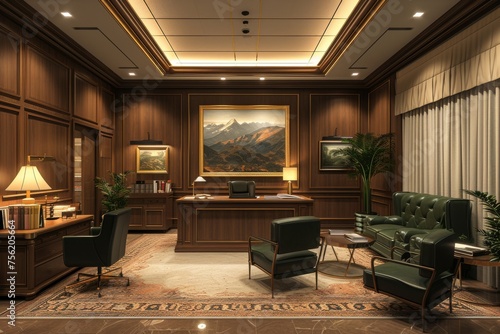 A law firm office, complete with elegant furnishings, sophisticated decor