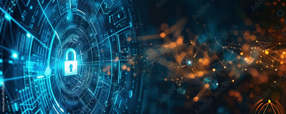 Network protection or Cyber security. Cyber technology web services for business and internet project. a background for cyber security with copy space Network protection or Cyber security. Cyber technology web services for business and internet project. a background for cyber security with copy space