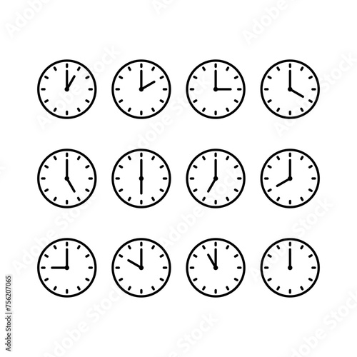 clock icon set isolated on white background