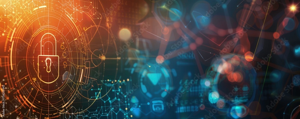 Obraz premium Network protection or Cyber security. Cyber technology web services for business and internet project. a background for cyber security with copy space