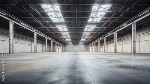 Empty warehouse building or factory hall ready for man