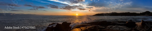 Beautiful sunset on the Indian Ocean coast on the island of Sri Lanka  Mirissa.