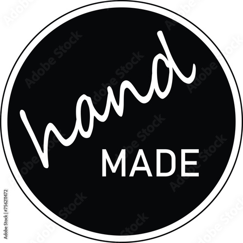 Hand Made lettering quote. Craft product hand made sign. Hand made logo. Craft handmade studio symbol. flat style.