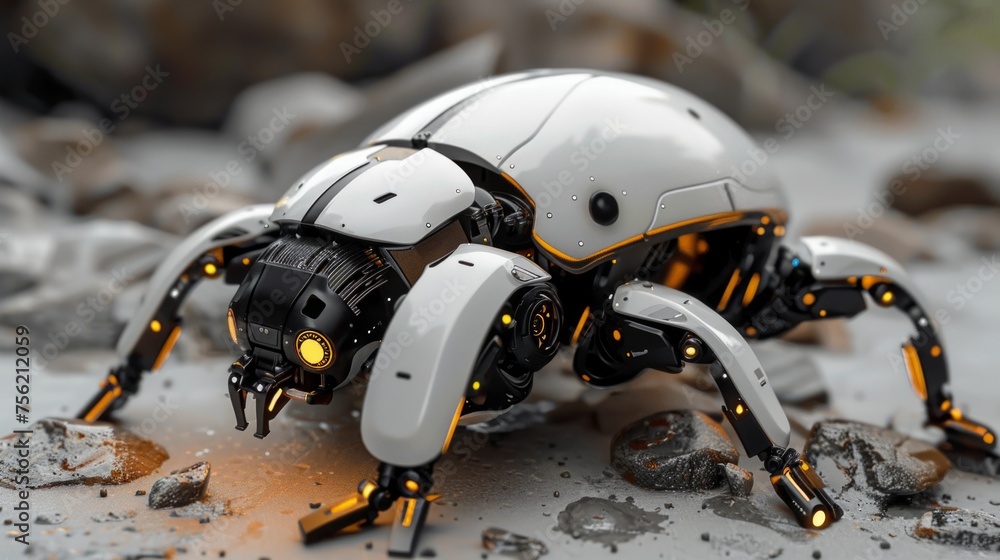 A mini biomimetic robot beetle. The concept of modern technologies