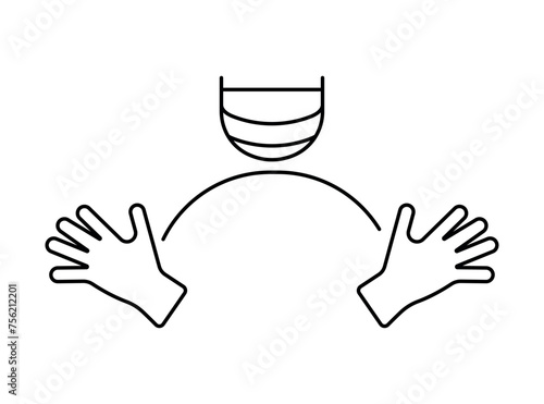 Surgeon icon in mask and gloves. Operating sterility concept. Symbol in flat style.