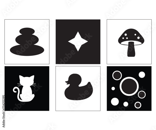 Infant Visual Stimulation Patterns, Black and white flash card with high contrast for baby vector