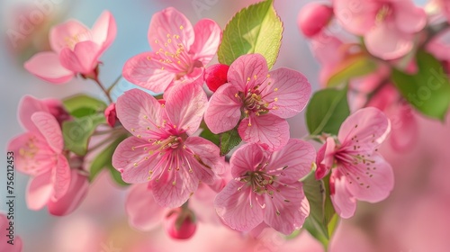 Beautiful Pink flower on blurred background in springtime