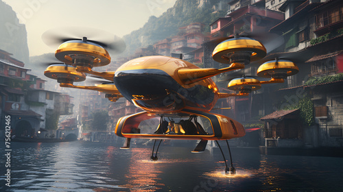 Floating taxi drones photo