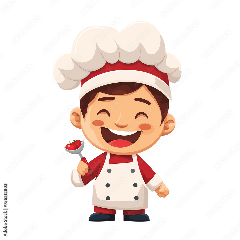 Cute cartoon smile chef on over white background. PNG Isolated. AI ...
