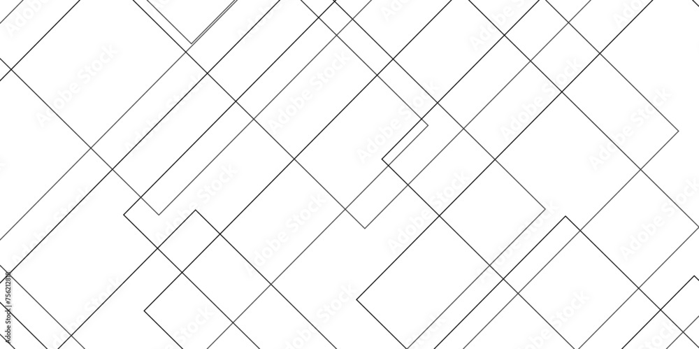 Geometric vector pattern, repeating thin linear square diamond shape and rectangle. abstract black colors with lines pattern texture business background .modern futuristic technology background . - obrazy, fototapety, plakaty 