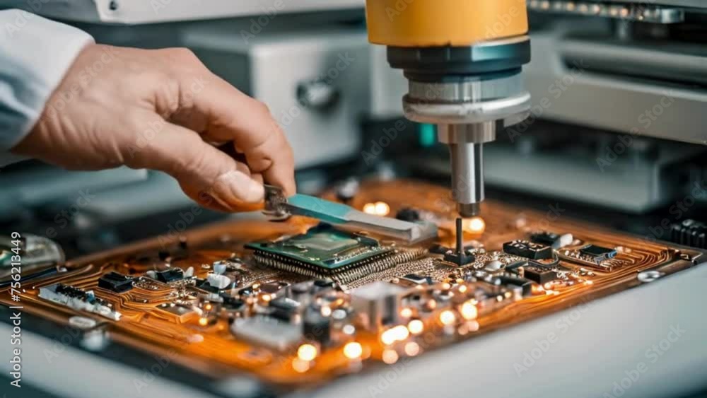 close-up shot of a circuit board undergoing the intricate process of ... - Logic Board Reflowing