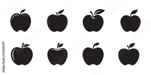 Apple icon set. Black icon sets on white background. Vector illustration