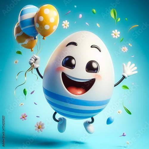 3d easter cartoon character