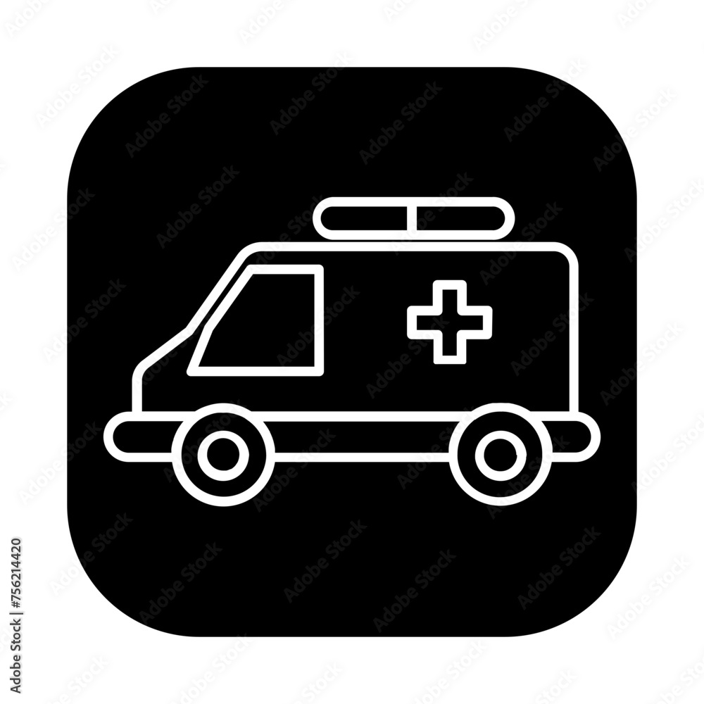 Ambulance Medical Glyph Icon black and white