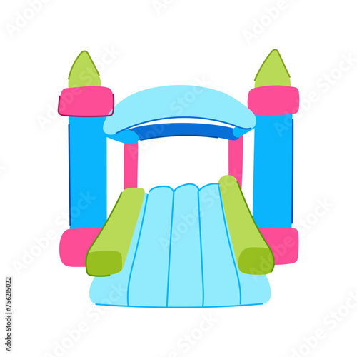 play inflatable castle cartoon vector illustration