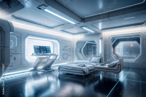 a spaceship interior with a nice view of the room