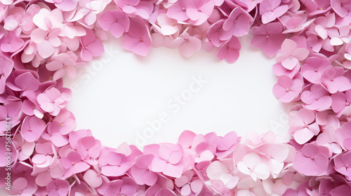 Frame of beautiful flowers of pink hydrangea
