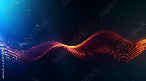 Abstract waving wave dot flow particle technology background design