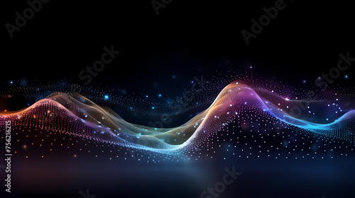 Abstract waving wave dot flow particle technology background design
