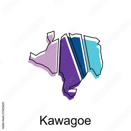 Kawagoe Map City illustration line geometric design, map colorful template photo