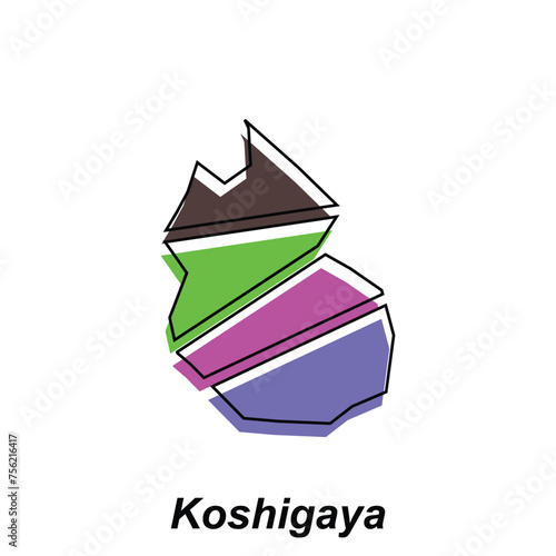 Map City of Koshigaya colorful outline graphic sketch design template photo