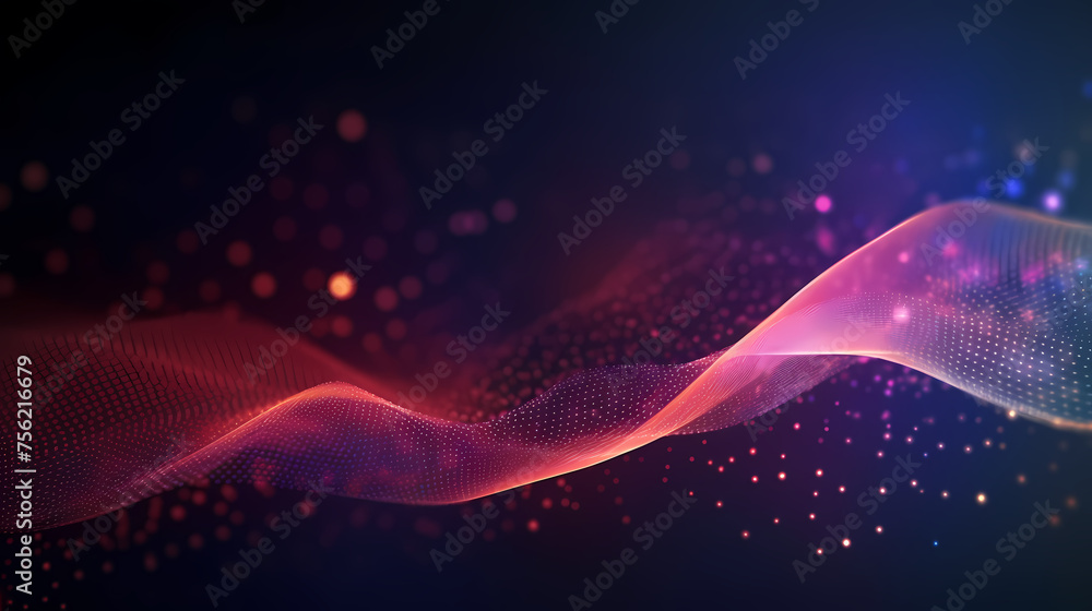 Abstract waving wave dot flow particle technology background design Abstract waving wave dot flow particle technology background design
