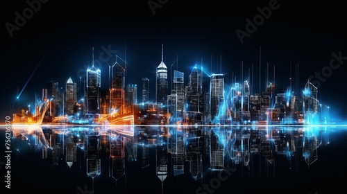 Night city streets with abstract neon lights drawing photography, artistic, dramatic, flair.