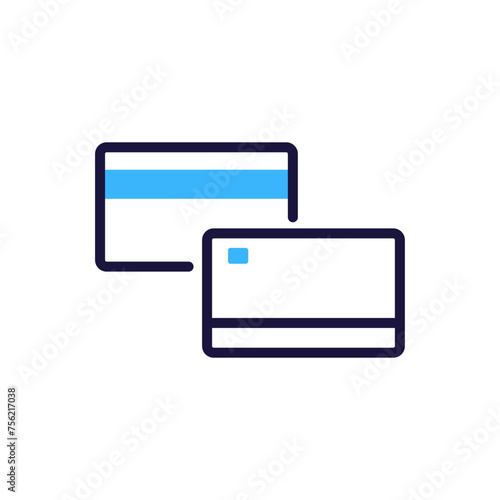Both sides of a credit card icon, vector illustration symbol for financial services, payment options, and banking concept