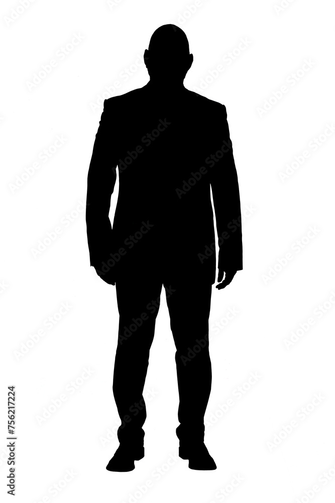 front silhouette of a standing man wearing blazer