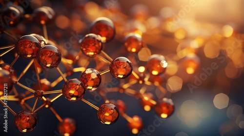 Abstract science background with atoms and molecules, illustration of molecular structure for backdrop