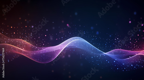 Abstract waving wave dot flow particle technology background design