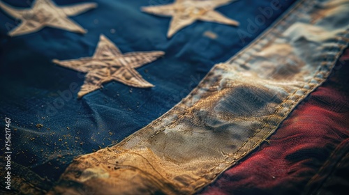 Detail of an old Usa flag with stars on it. Election day concept
