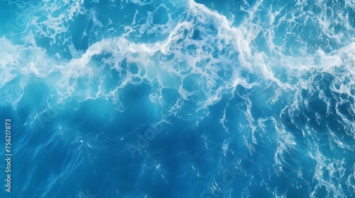 俯瞰した青い海、波のテクスチャー、背景素材