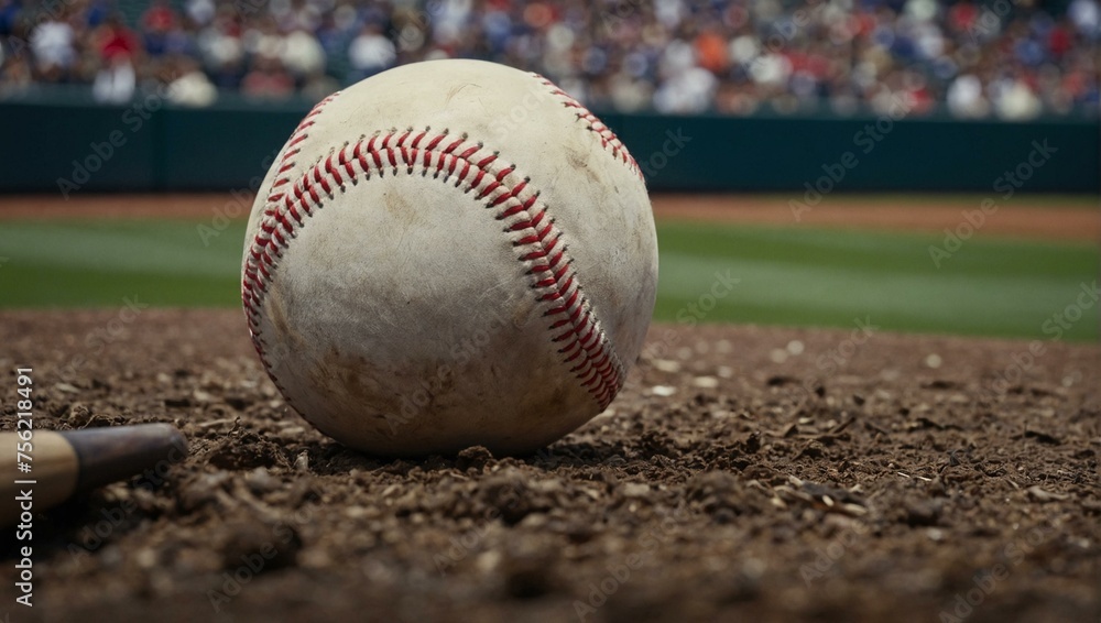 Evocative and nostalgic close-up of a well-worn baseball resting on a textured backdrop