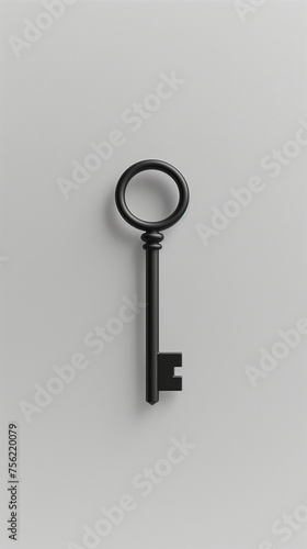 Classic Black Key on a White Background