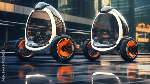 Futuristic electric unicycles transportation photo