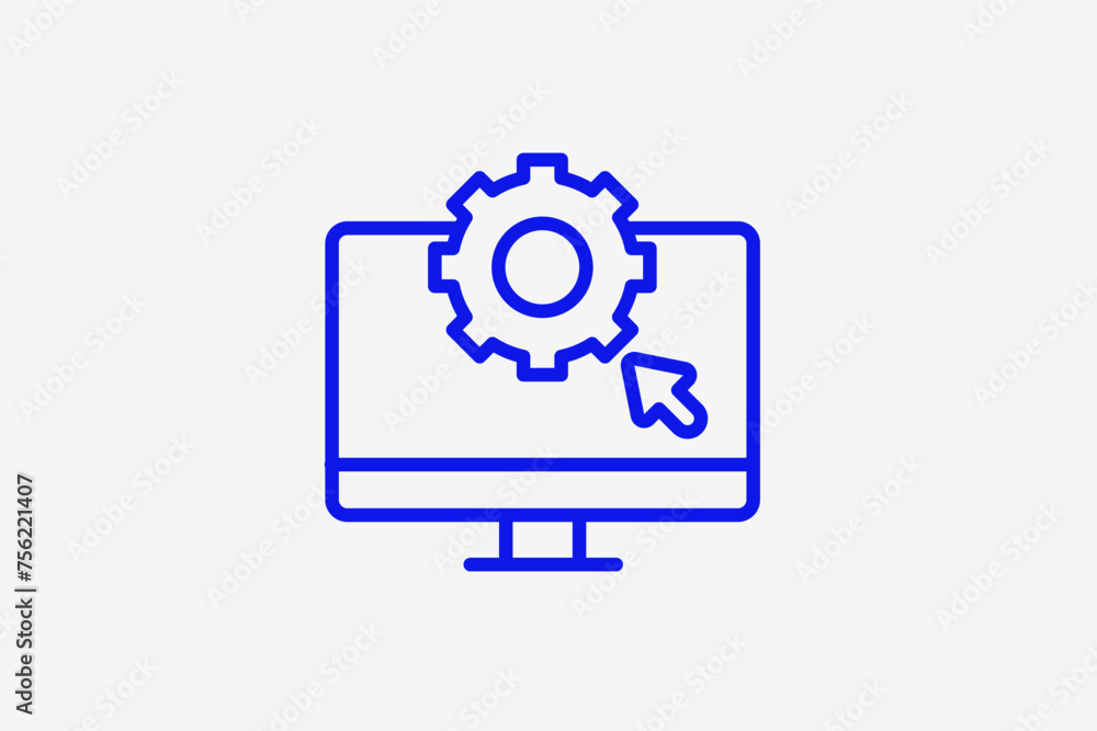 monitor settings illustration in line style design. Vector illustration. monitor settings illustration in line style design. Vector illustration.