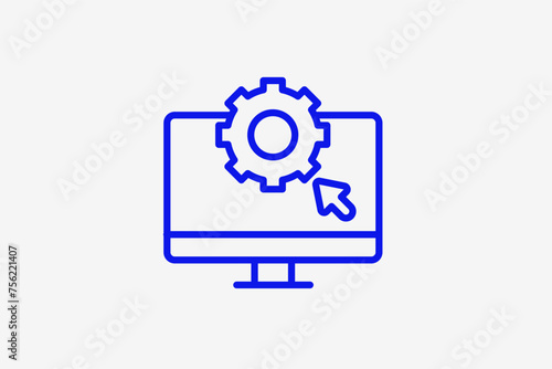  monitor settings illustration in line style design. Vector illustration.
