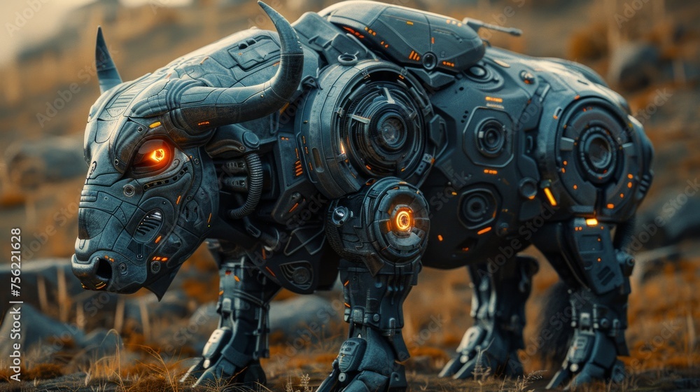 A biomimetic robot is a buffalo or a bull. The concept of modern technologies