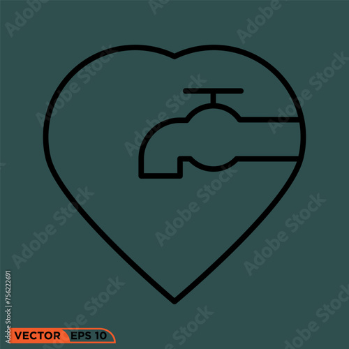 Ramadhan love icon design vector graphic of template, sign and symbol, line style 