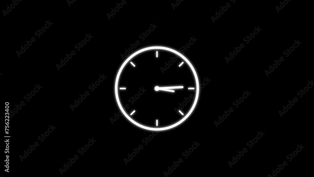 Abstract Clock icon flat style 24 Hour Day Fast Speed and Clock with moving Clock time rotation 360 4k video animation.
