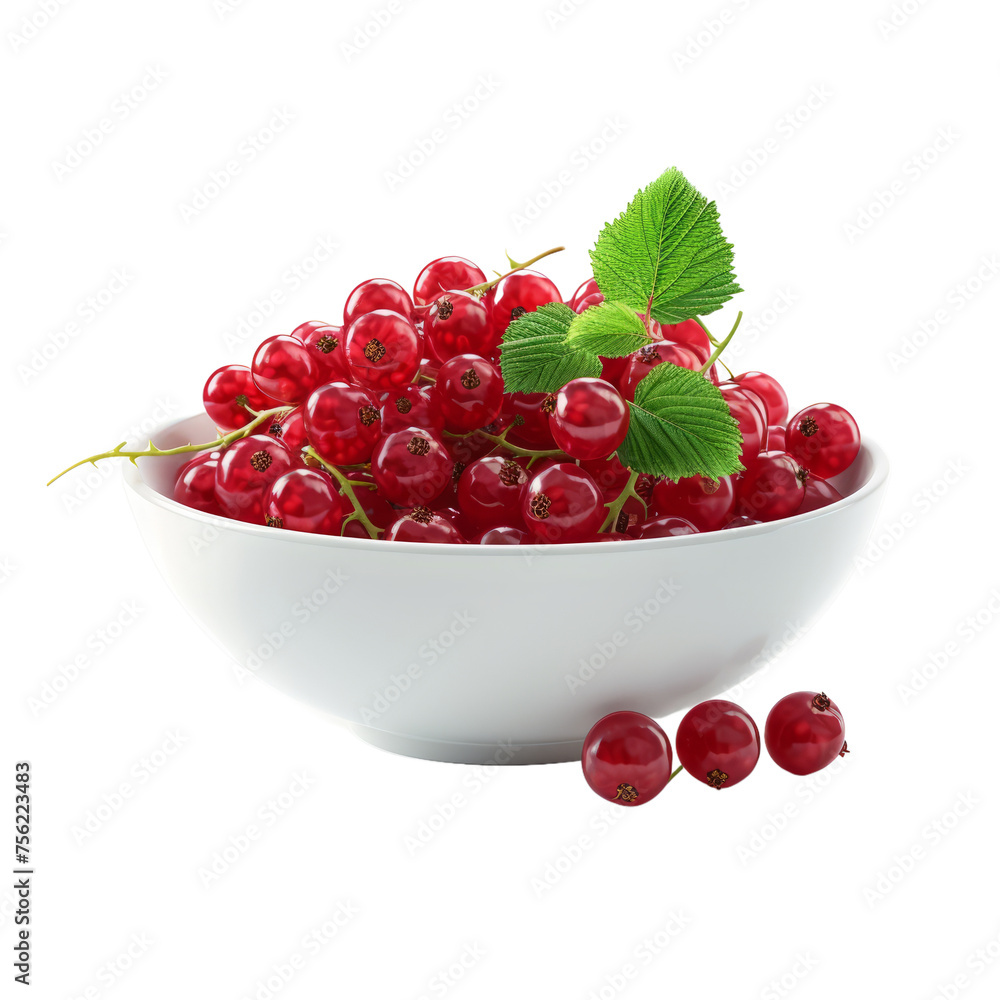 Bowl with fresh red currant isolated on transparent background With clipping path.3d render Bowl with fresh red currant isolated on transparent background With clipping path.3d render