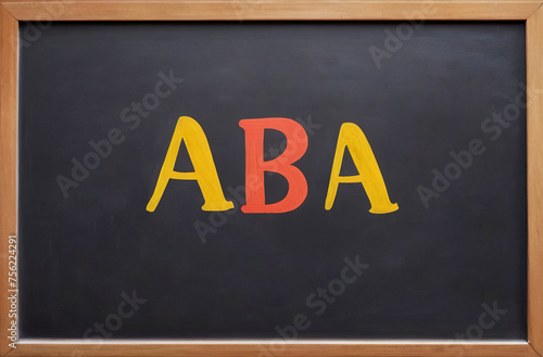 Colorful abbreviation ABA on chalkboard