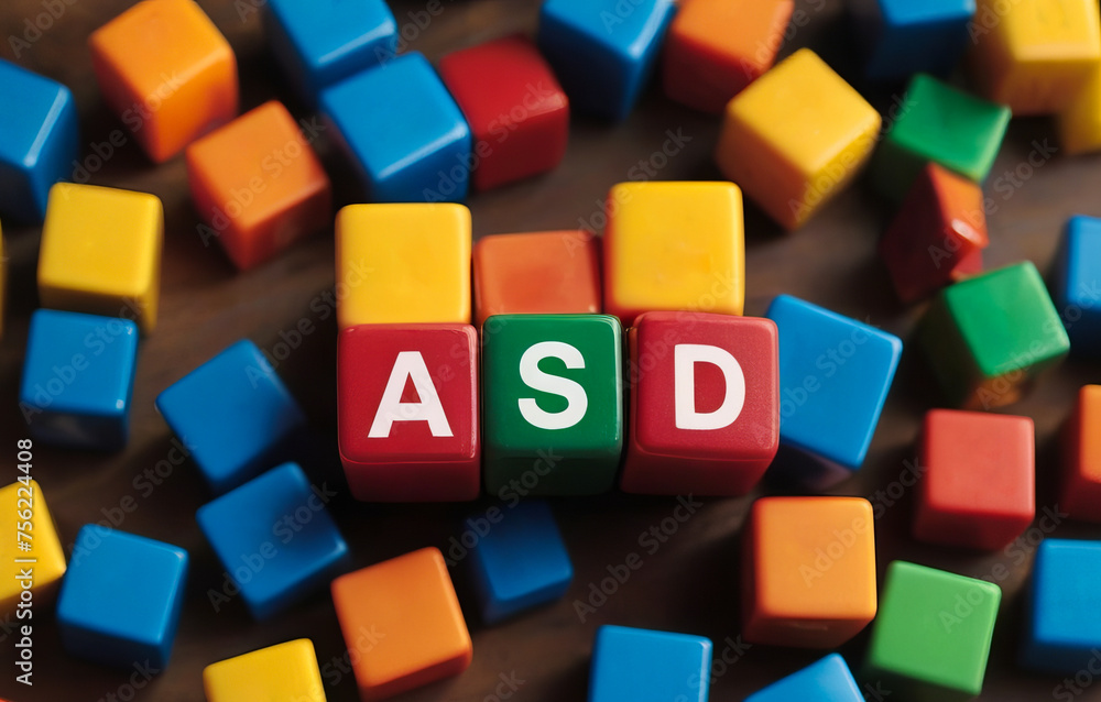 Abbreviation ASD on colorful cubes - obrazy, fototapety, plakaty 